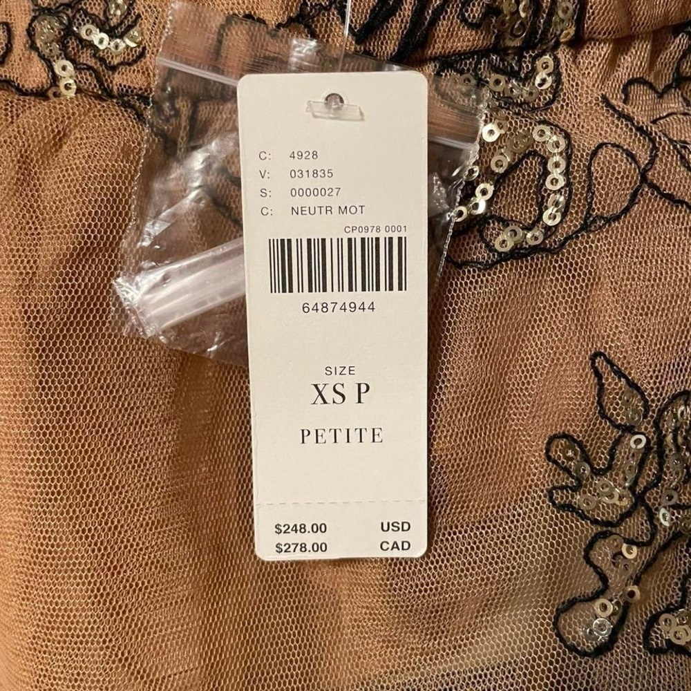 Anthropologie Tan Crop Top with Black Embroidery - Picture 5 of 5